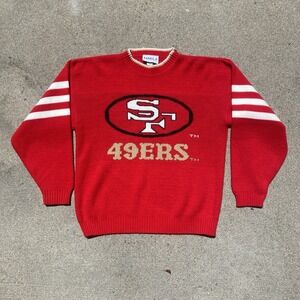 Vintage 49ers Sweater Medium Knit Barrel Made in USA 80s 90s San Francisco NFL